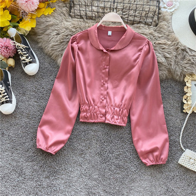 Cămașă elegantă de damă din satin în cinci culori, cu mâneci largi