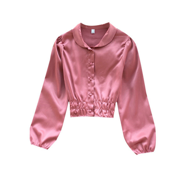 Cămașă elegantă de damă din satin în cinci culori, cu mâneci largi