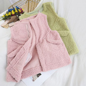 Új modell női puha mellény fehér, bézs, rózsaszín, zöld és barna zsebekkel