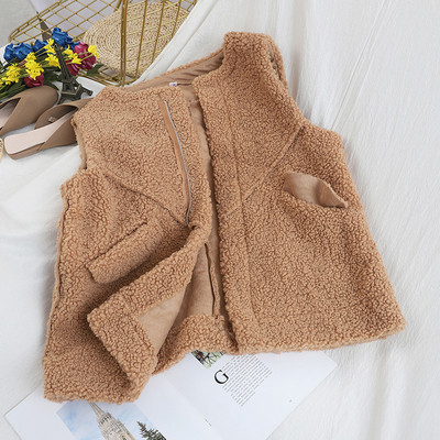 Új modell női puha mellény fehér, bézs, rózsaszín, zöld és barna zsebekkel