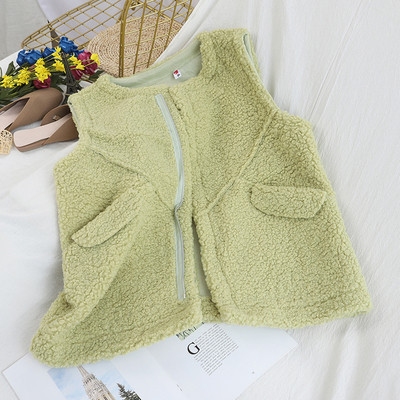 Új modell női puha mellény fehér, bézs, rózsaszín, zöld és barna zsebekkel