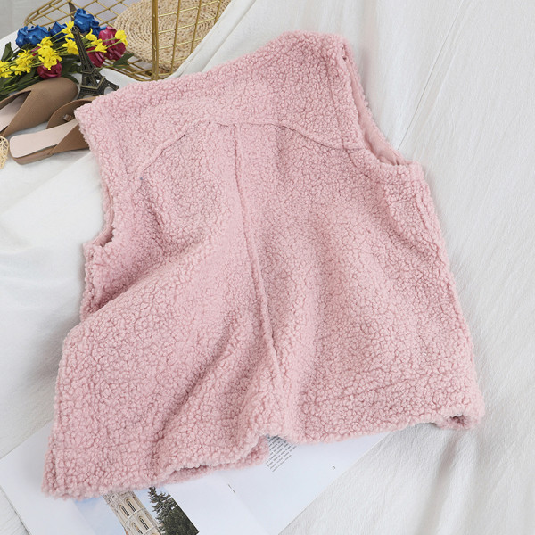 Új modell női puha mellény fehér, bézs, rózsaszín, zöld és barna zsebekkel