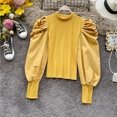 Modern női blúz több színben kerek nyakkivágással, széles ujjakkal