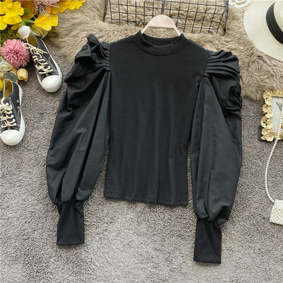 Modern női blúz több színben kerek nyakkivágással, széles ujjakkal