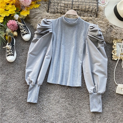 Modern női blúz több színben kerek nyakkivágással, széles ujjakkal