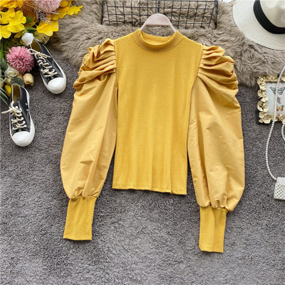 Modern női blúz több színben kerek nyakkivágással, széles ujjakkal