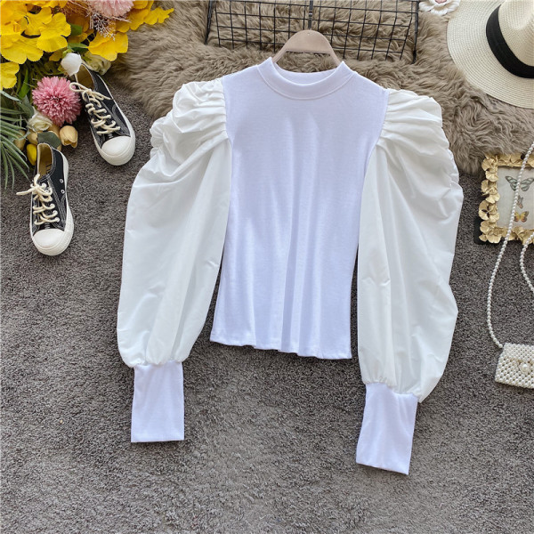 Modern női blúz több színben kerek nyakkivágással, széles ujjakkal