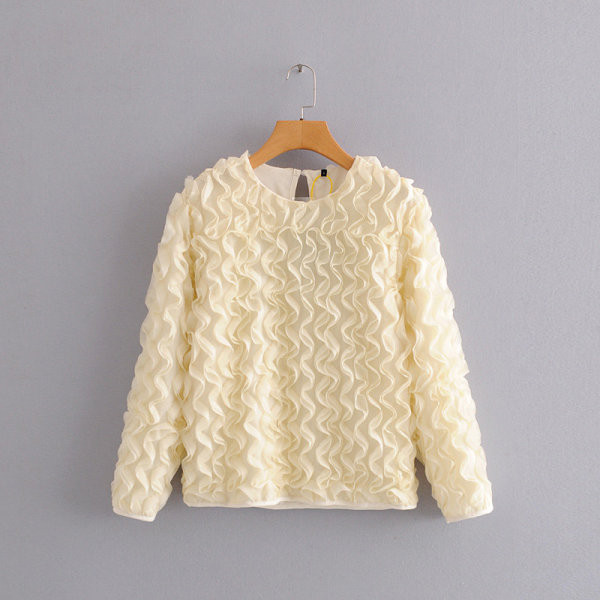 Modern női blúz sifon fürtökkel, fehér és fekete színben