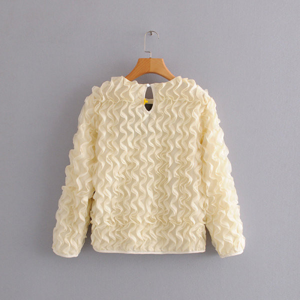 Modern női blúz sifon fürtökkel, fehér és fekete színben