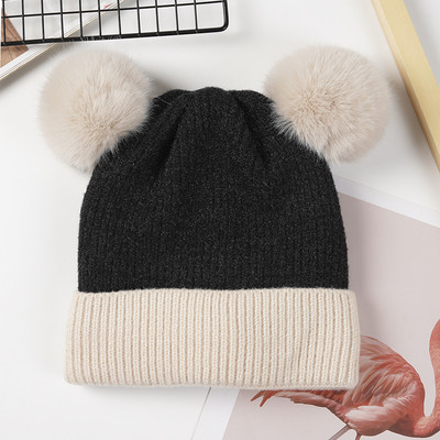 Μοντέρνο χειμωνιάτικο γυναικείο καπέλο χνουδοτό σε μπλε, καφέ, κίτρινο, πράσινο, μαύρο και ροζ χρώμα