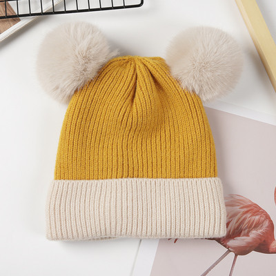 Μοντέρνο χειμωνιάτικο γυναικείο καπέλο χνουδοτό σε μπλε, καφέ, κίτρινο, πράσινο, μαύρο και ροζ χρώμα