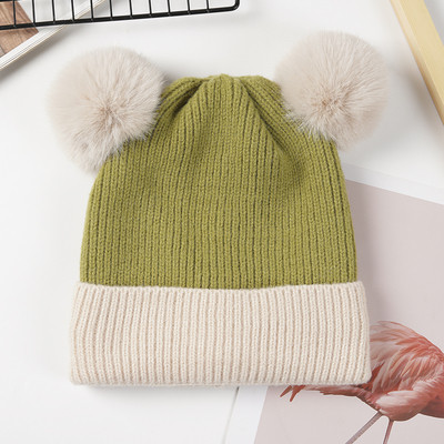 Μοντέρνο χειμωνιάτικο γυναικείο καπέλο χνουδοτό σε μπλε, καφέ, κίτρινο, πράσινο, μαύρο και ροζ χρώμα