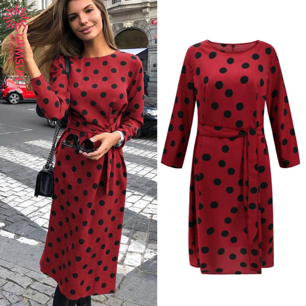 Alkalmi női rövid ruha hosszú ujjal és megkötős piros, kék és fehér színben