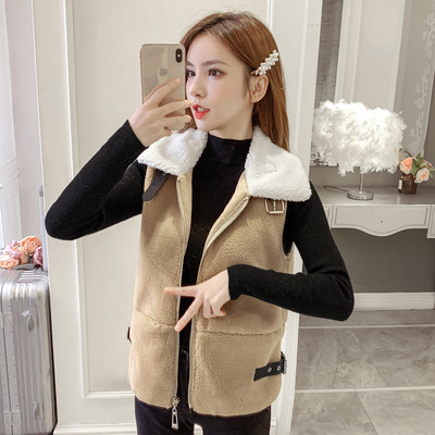 Casual γυναικείο γιλέκο σε ροζ και μπεζ χρώμα με φερμουάρ και τσέπες