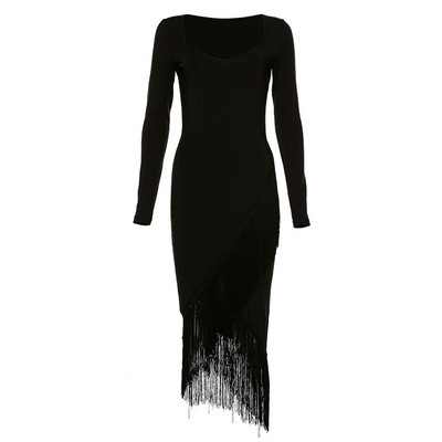 Μοντέρνο γυναικείο φόρεμα με μακρύ μανίκι με μαύρο, κόκκινο και ροζ χρώμα