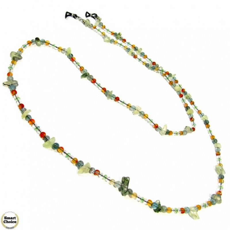 Връзка за очила от естествени камъни Авантюрин и Карнеол - DM-1070