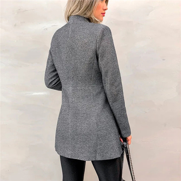 ΝΕΟ μοντέλο γυναικείο μακρύ παλτό με κουμπιά και μακριά μανίκια  σε λευκό και γκρι χρώμα