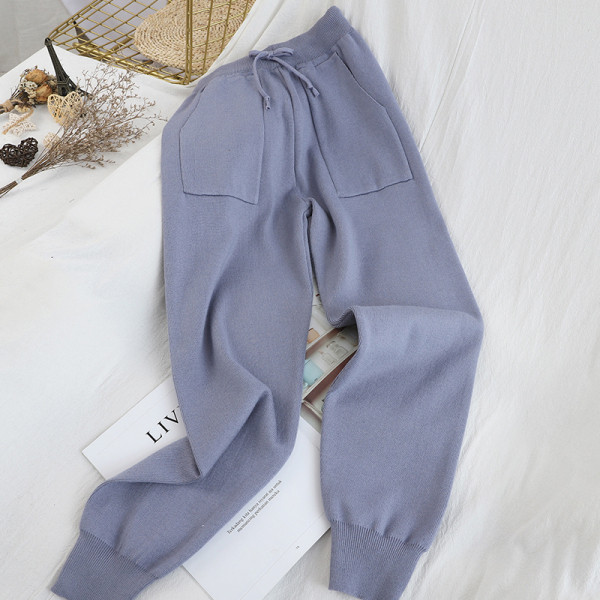 Modern női szett kétrészes leopárd pulóver + zsebes nadrág több színben