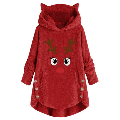 ÚJ modellű női karácsonyi pulóver kapucnival és rátéttel hat színben