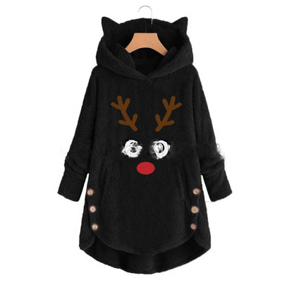 ÚJ modellű női karácsonyi pulóver kapucnival és rátéttel hat színben