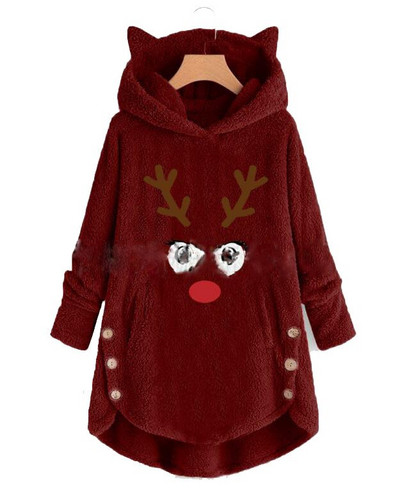 ÚJ modellű női karácsonyi pulóver kapucnival és rátéttel hat színben