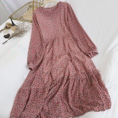 Modern női sifon ruha kerek nyakkivágással, virágmotívumokkal több színben