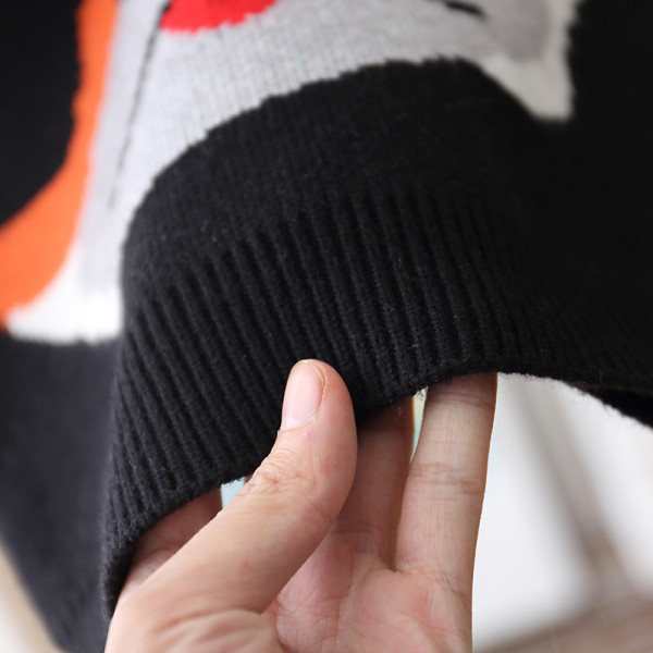 Pulover pentru copii modern, negru, cu decolteu oval și mâneci lungi