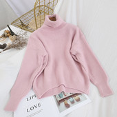 Μοντέρνο γυναικείο πουλόβερ με υψηλό γιακά - σε διάφορα χρώματα