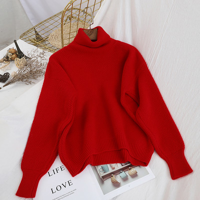 Μοντέρνο γυναικείο πουλόβερ με υψηλό γιακά - σε διάφορα χρώματα