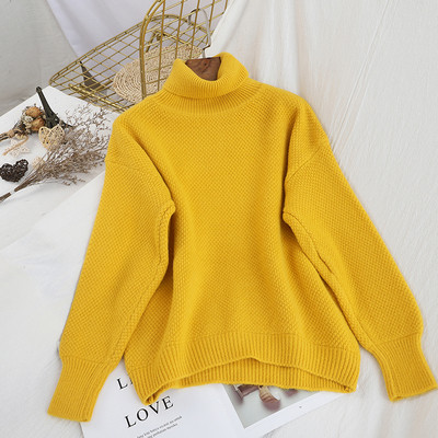 Μοντέρνο γυναικείο πουλόβερ με υψηλό γιακά - σε διάφορα χρώματα