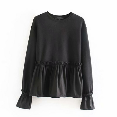 Női alkalmi fekete blúz fürtökkel