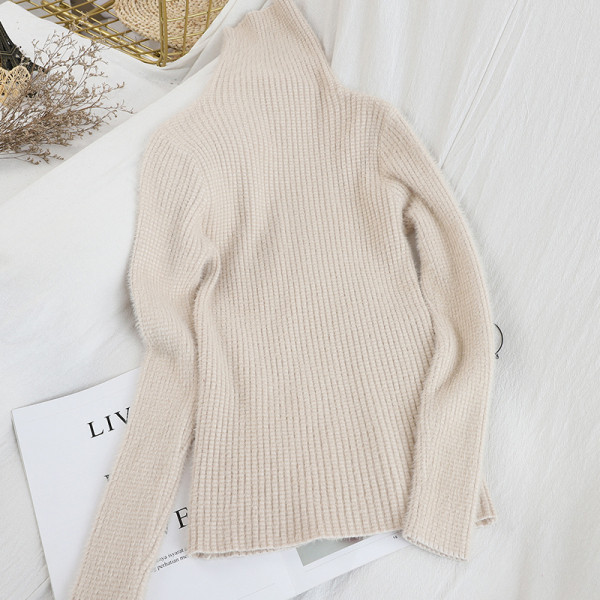 Női alkalmi pulóver magas gallérral - több színben