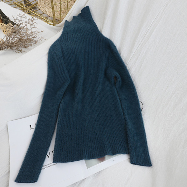 Női alkalmi pulóver magas gallérral - több színben