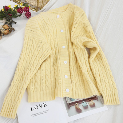 Új modell női kardigán gombokkal és kerek nyakkivágással fehér, sárga, zöld, kék, narancssárga és lila színben