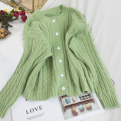 Új modell női kardigán gombokkal és kerek nyakkivágással fehér, sárga, zöld, kék, narancssárga és lila színben