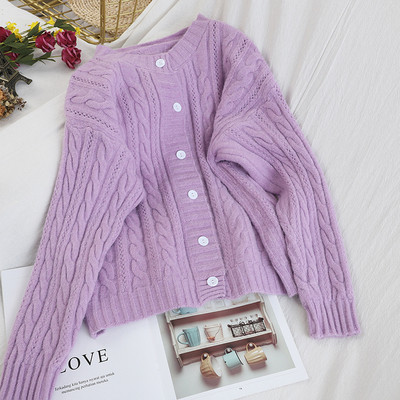 Új modell női kardigán gombokkal és kerek nyakkivágással fehér, sárga, zöld, kék, narancssárga és lila színben