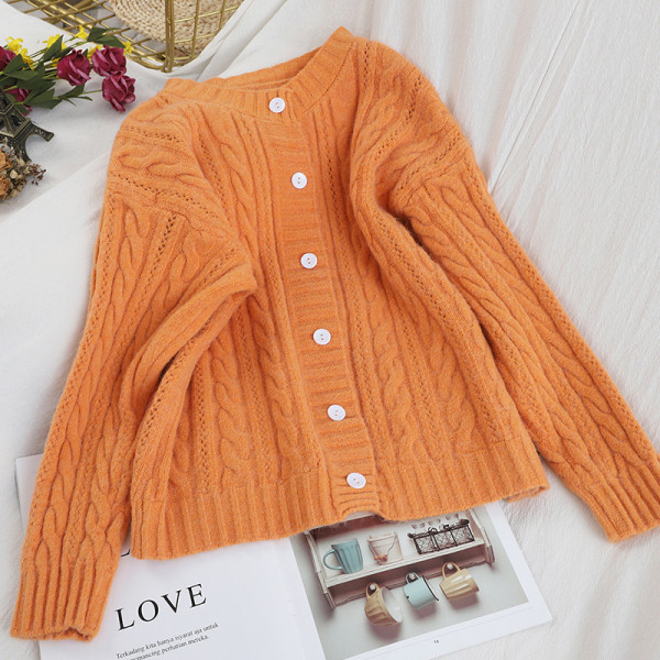 Új modell női kardigán gombokkal és kerek nyakkivágással fehér, sárga, zöld, kék, narancssárga és lila színben