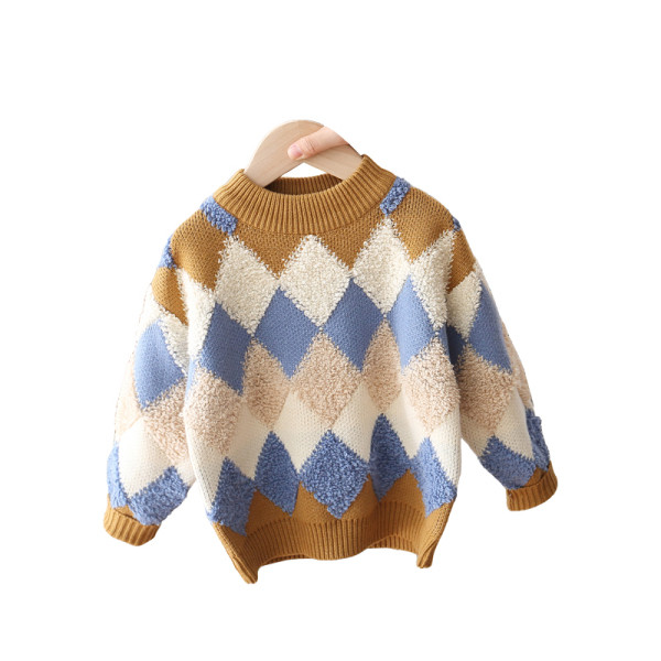 Modern, hosszú ujjú, kerek nyakkivágású gyerekpulóver fiúknak