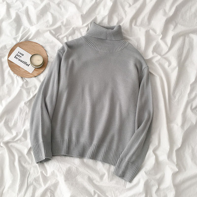 Női pulóver sima modell öt színben polo gallérral és hosszú ujjal