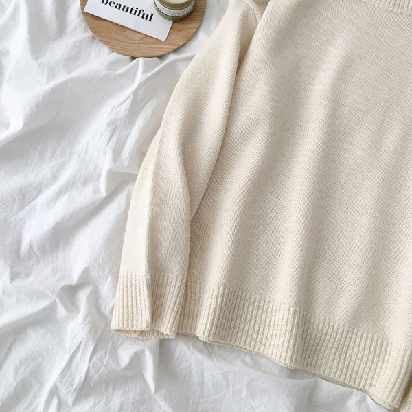 Női pulóver sima modell öt színben polo gallérral és hosszú ujjal