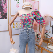 Új modell színes női blúz csupasz váll két színben