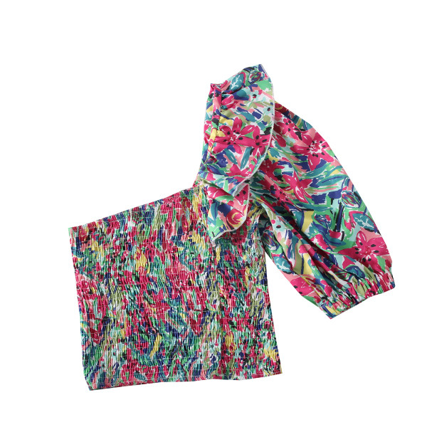 Új modell színes női blúz csupasz váll két színben