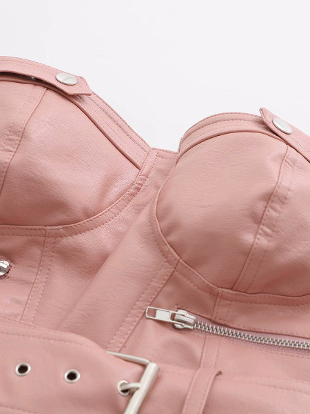 Modern mellszobor övvel és cipzárral rózsaszín, sárga és zöld színben