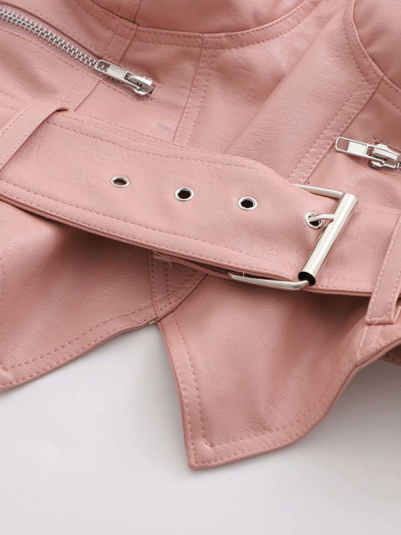 Modern mellszobor övvel és cipzárral rózsaszín, sárga és zöld színben