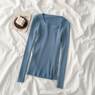 Bluză de damă în șase culori cu decolteu pătrat și mâneci lungi