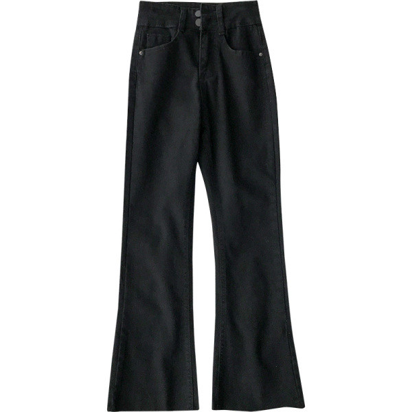 Retro stílusú női farmer magas derékkal és fekete zsebekkel