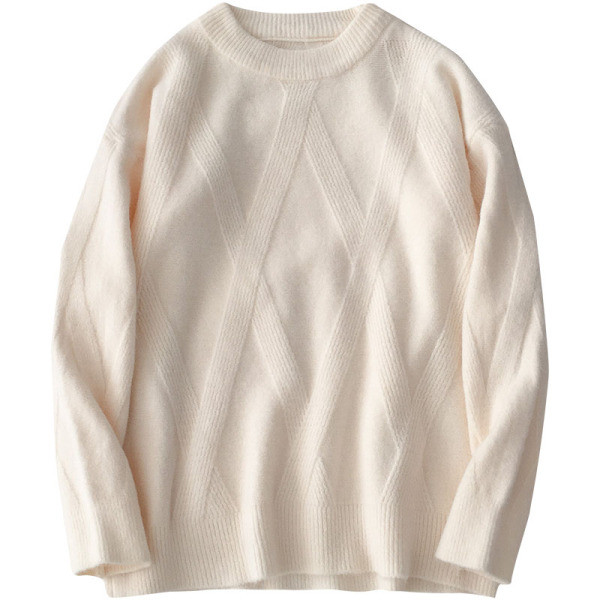 Γυναικείο φούτερ σε λευκό, μπεζ και ροζ χρώμα με στρογγυλή λαιμόκοψη και μακρύ μανίκι