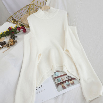 Pulover de dama cu guler polo si umerii goi in mai multe culori