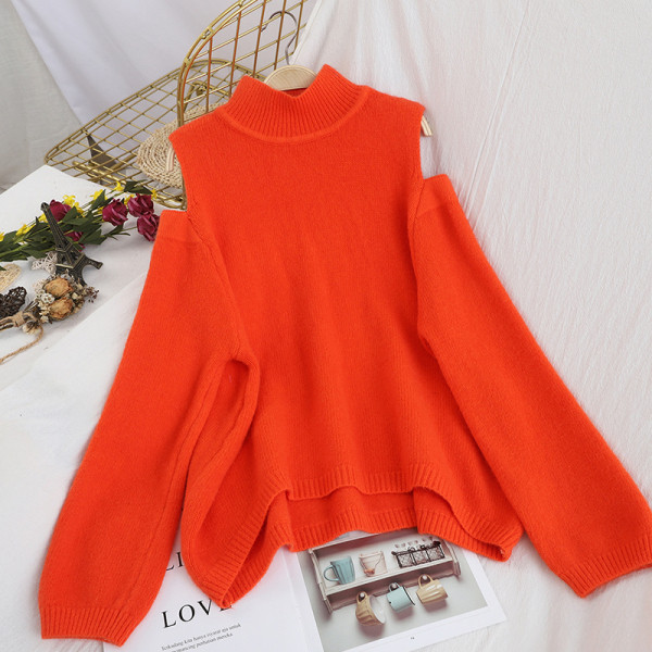 Pulover de dama cu guler polo si umerii goi in mai multe culori