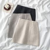 Női téli szoknya bézs, szürke és fekete színben, magas derékkal és macskákkal